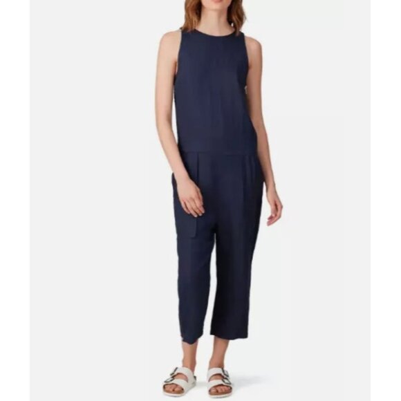 Victor Alfaro Collective Jumpsuit Size XS Navy Crewneck Twill Sleeveless Zipper - Picture 1 of 12
